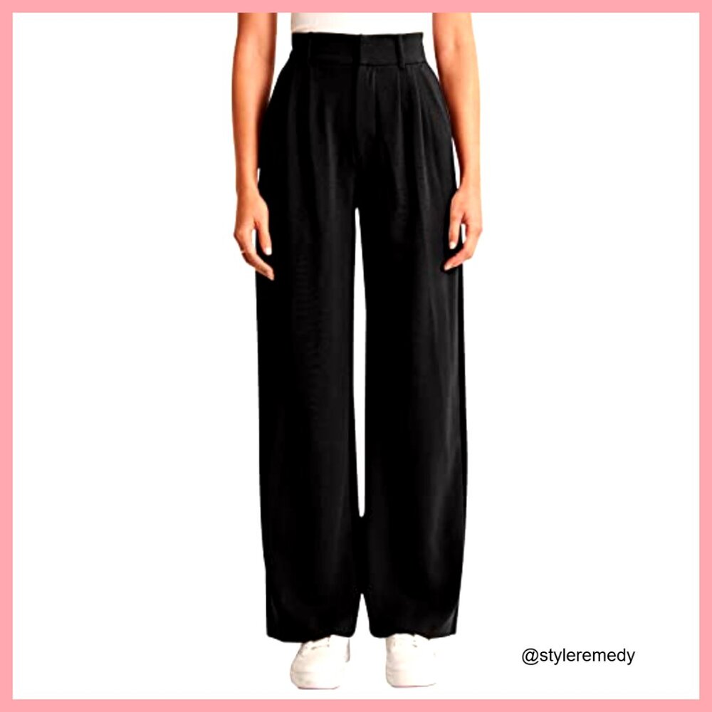 High Waisted Work Pants Business Casual Office Dress Trousers with Pockets - Picture 2 of 7
